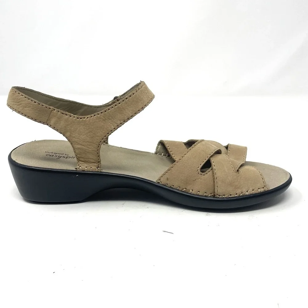 Easy‎ Spirit Just Love Itt Tan Leather Comfort Sandals Ankle Strap 10 Wide